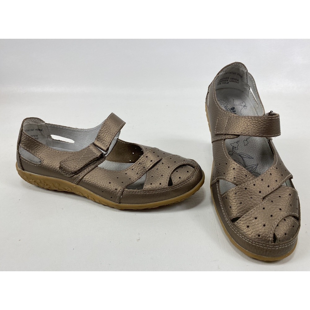 SPRING STEP STREETWISE‎ Strappy Mary Jane Comfort Shoes Sandals 40 WW Metallic